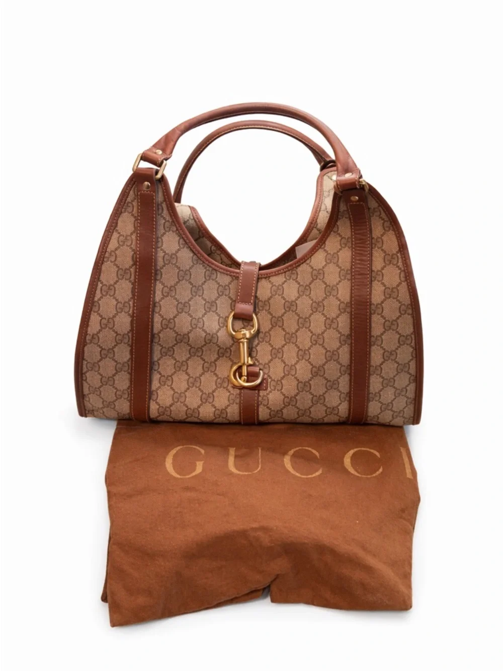 Gucci GG Canvas Shoulder Bag with Leather Trim | Dust Bag Included